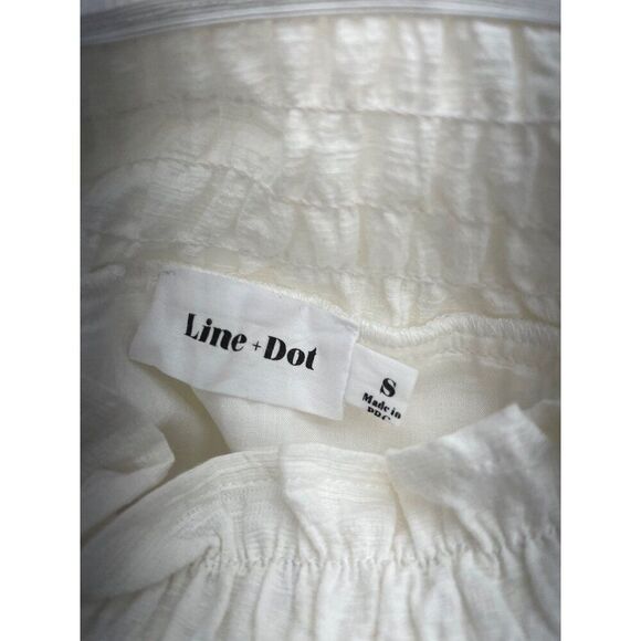 Line + Dot Women White Textured Off Shoulder Self-Belted Slit Midi Dress Size S - Picture 12 of 12